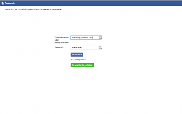 Facebook login neues Facebook login